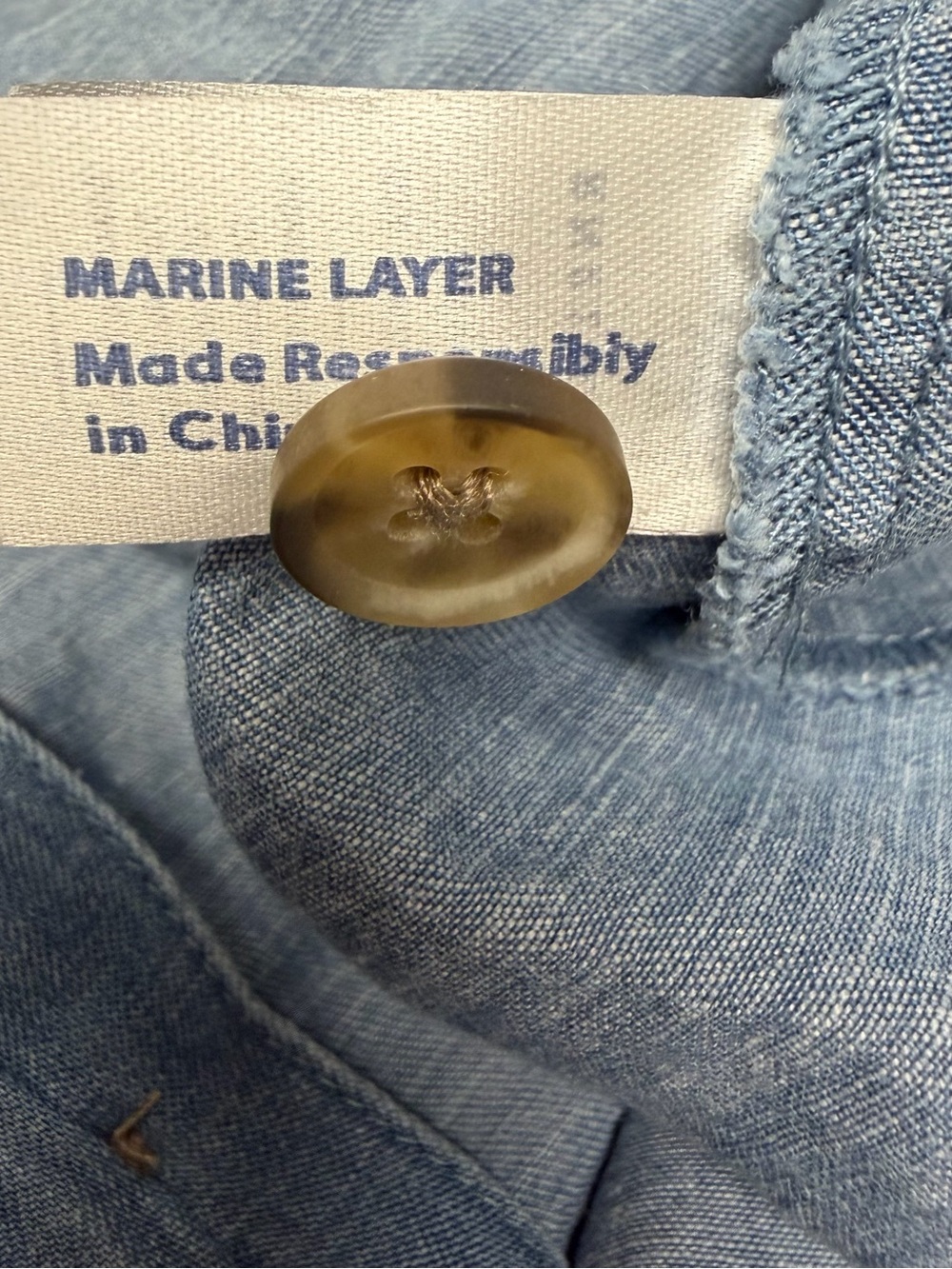 Marine Layer Light Blue Button-Front V-Neck Mini Dress Sz S NWT - Picture 13 of 14